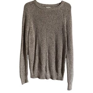 J Crew Beige Tan Sweater Pullover Crewneck Knit Raglan Sleeve Cotton Fisherman M